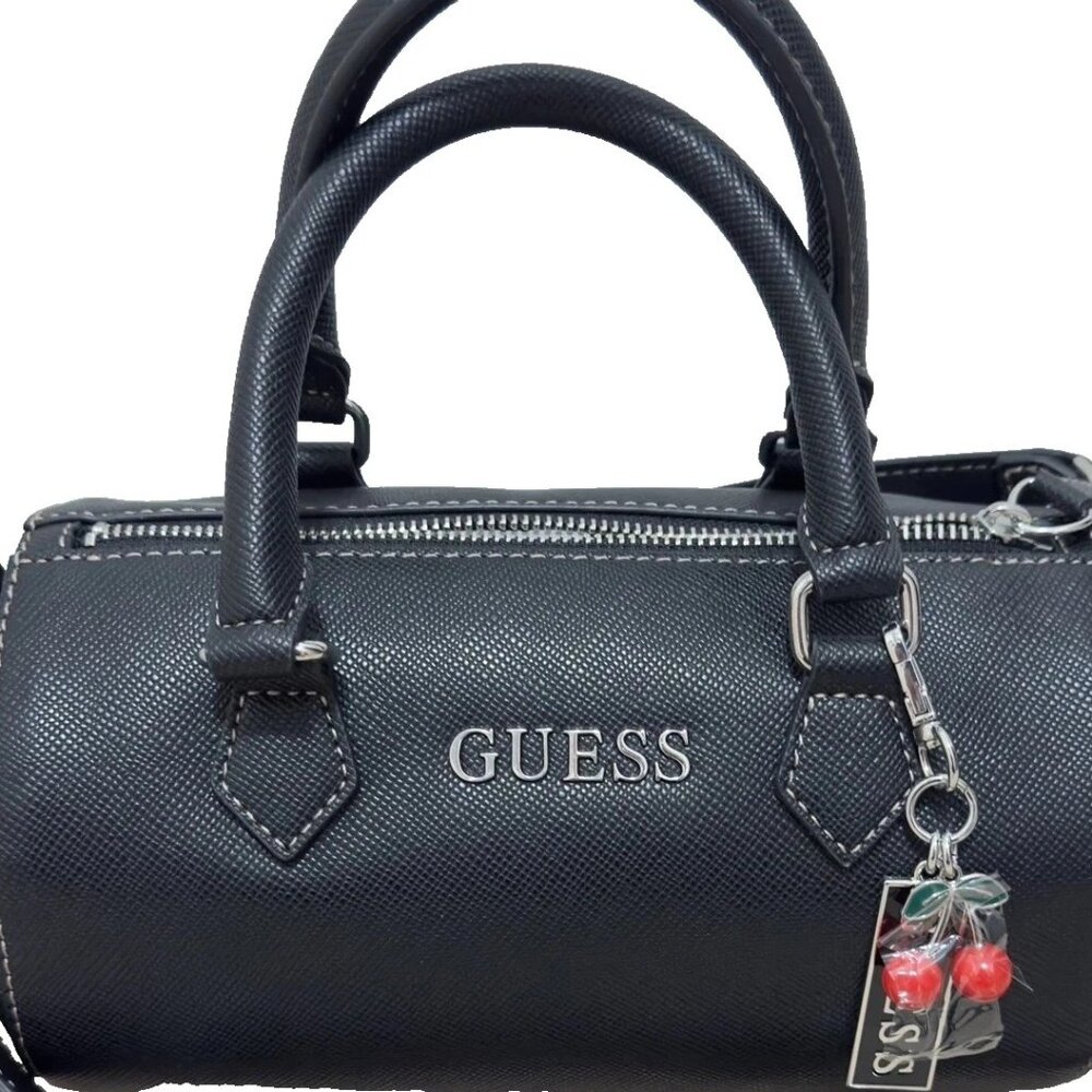 GUESS Black Textured Crossbody Satchel